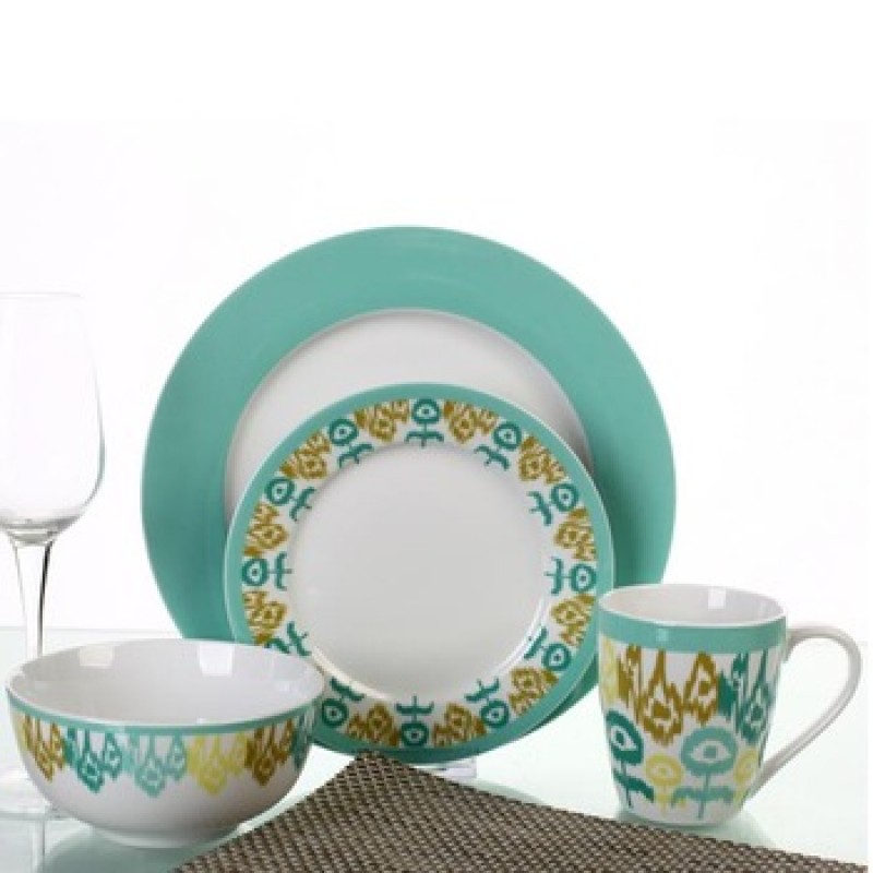 Dinner table set for home with on-glaze decal 