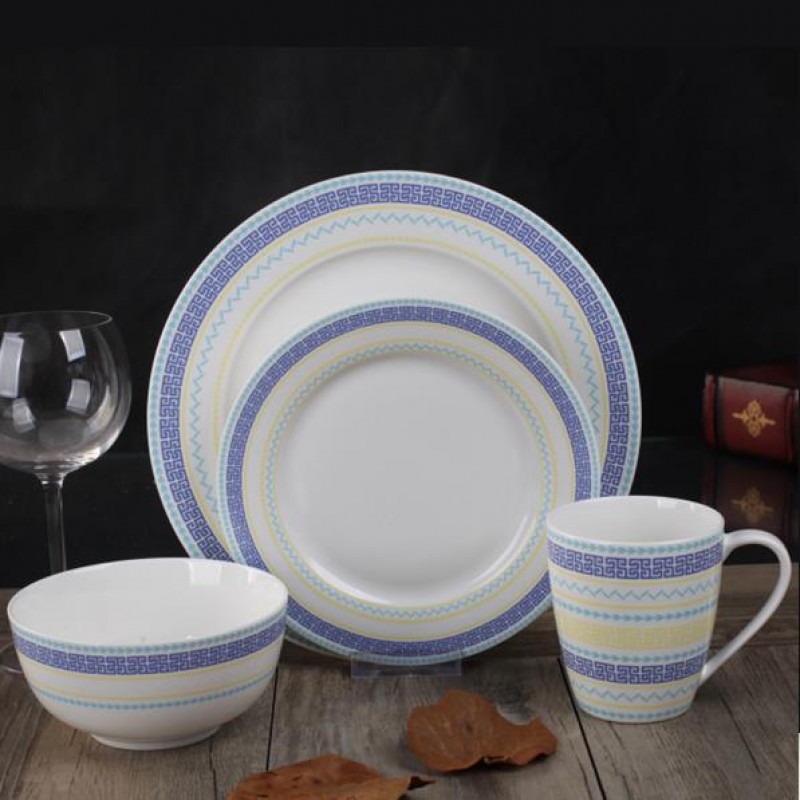 Ceramic porcelain new bone china dinnerware set with in-glazed decal for home daily-use 