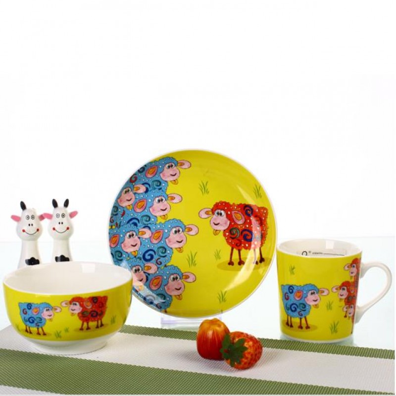 Ceramic fine porcelain cute kids dinnerware sets 