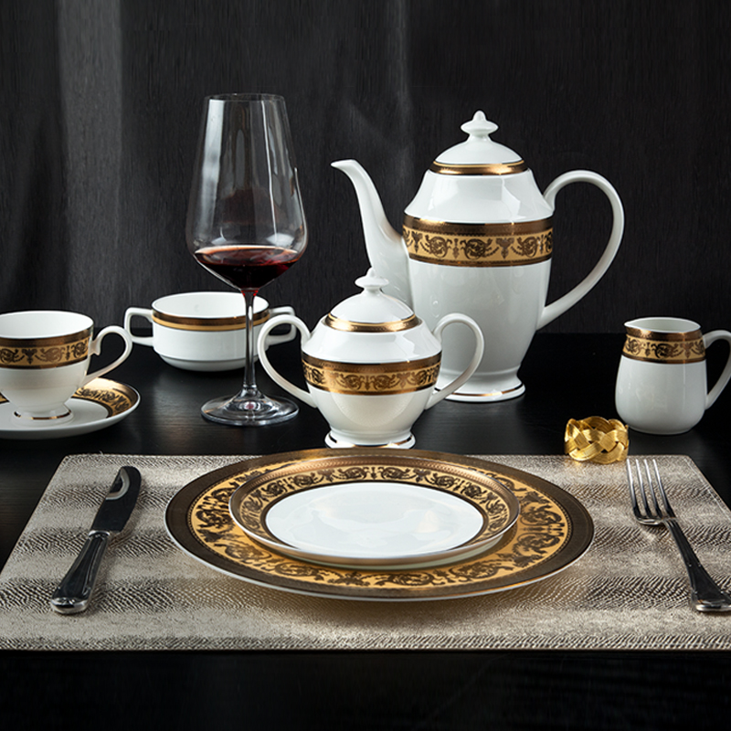 Luxury porcelain ceramic high quality luxury porcelain dinner set 