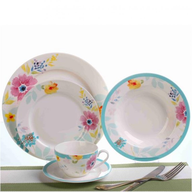 New Bone China Ceramic Dinner Sets With In-Glaze Floral Motifs 