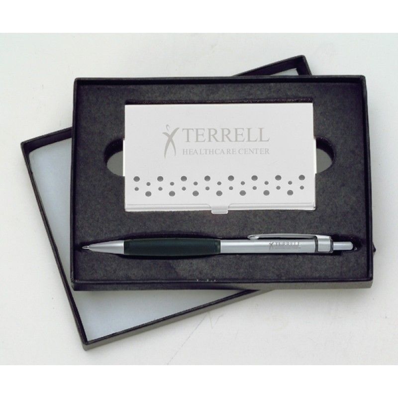 Pen & Business Card Holder Gift Set