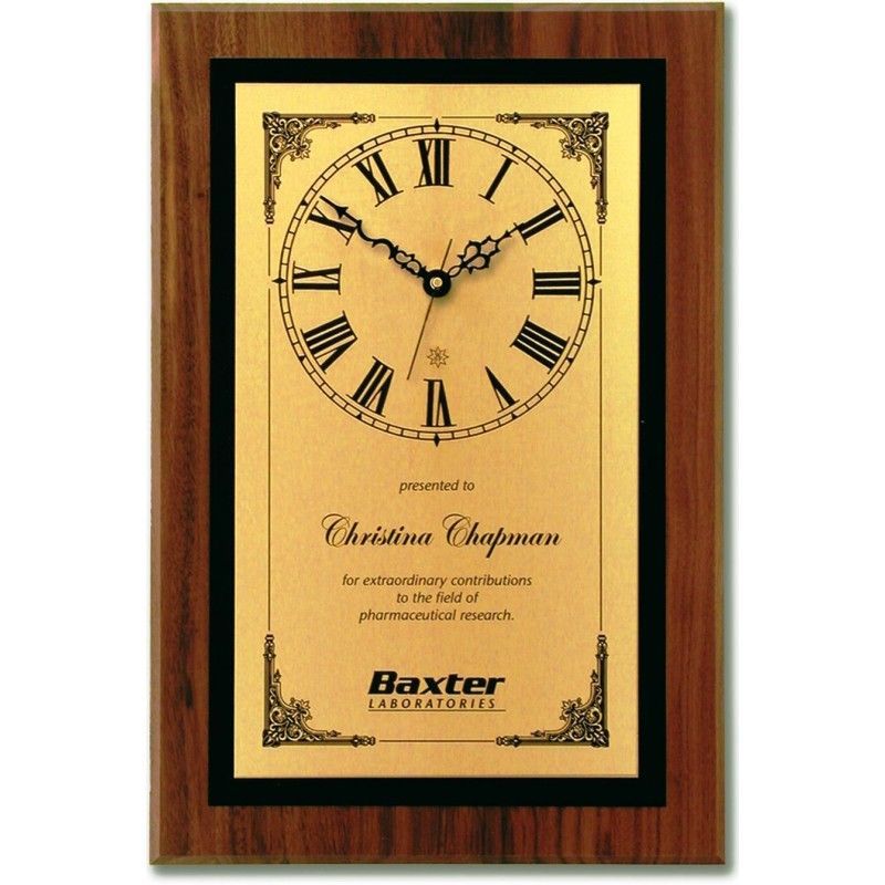 Walnut Plaque Clock W/ Premier Color & Dial Choice (10"X15")