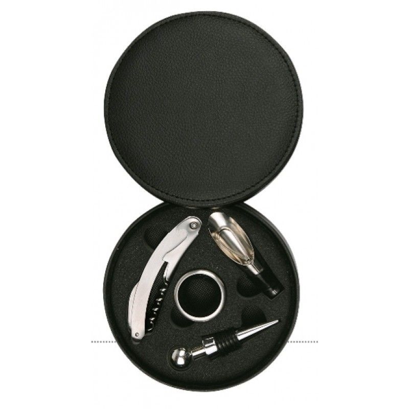 4 PC Leatherette Case Wine Opener Set