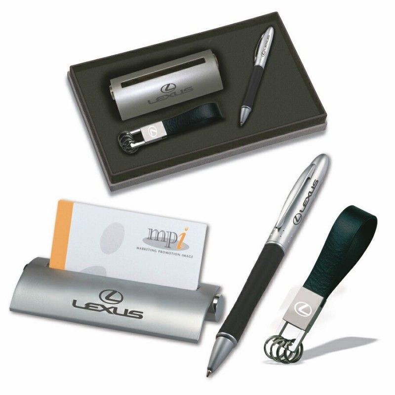 3 Piece Gift Set - Business Card Holder/ Ballpoint Pen/ 4 Ring Key Holder