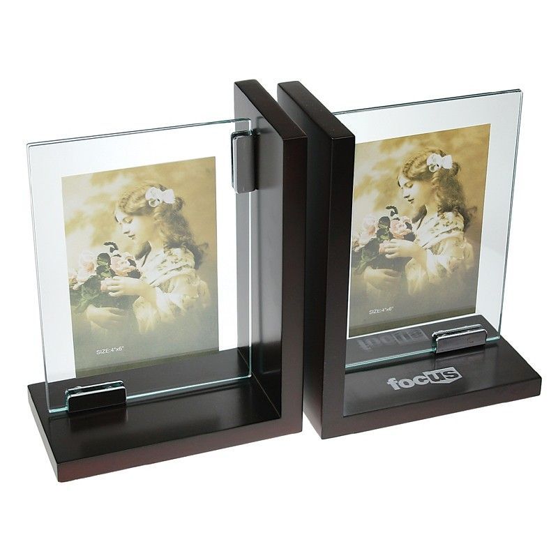 Pair Of Beautiful Glass Frame Bookends (4" X 6")