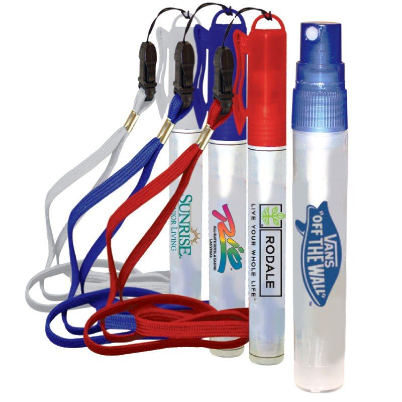 Promotional 10 Ml. Hand Sanitizer Spray On Detachable Lanyard