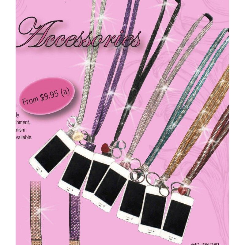 Promotional 3-row Rhinestone Iphone Lanyard