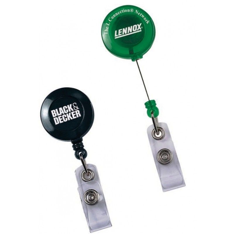 Promotional Round Secure-a-badge Retractable Badge Reel