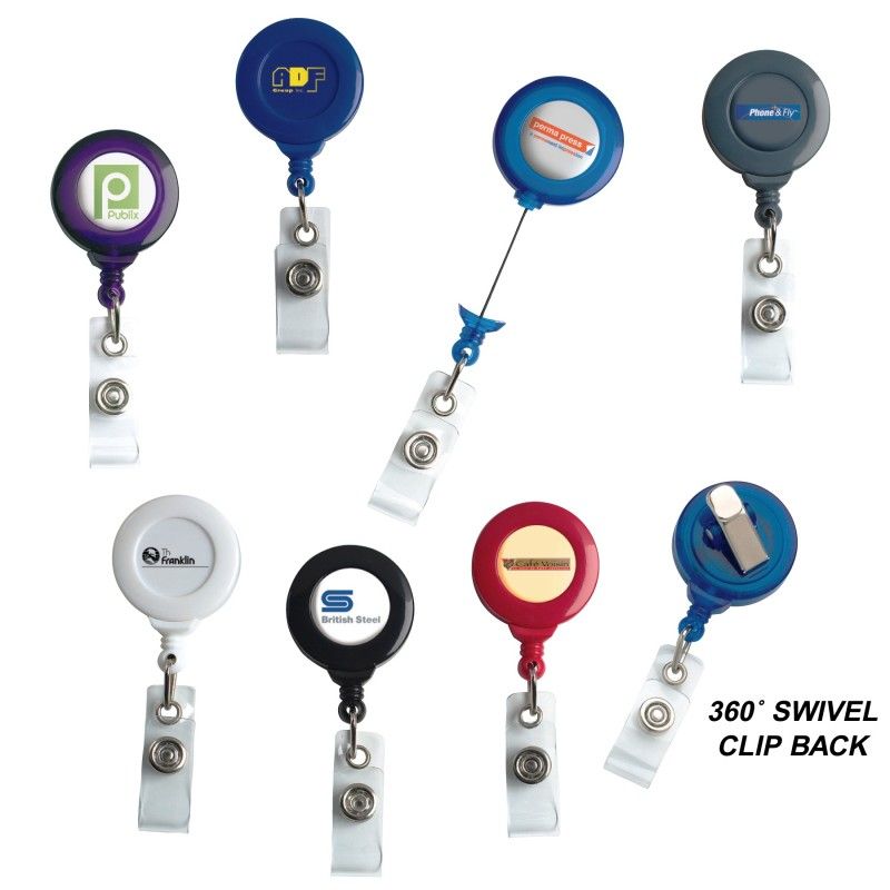 Promotional No Twist Round Retractable Badge Reel (Label Only)