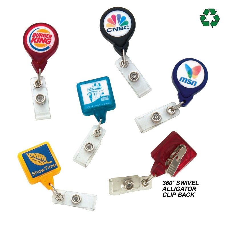 Promotional Square Retractable Badge Reel W/ Alligator Clip(Chroma Digital Direct)