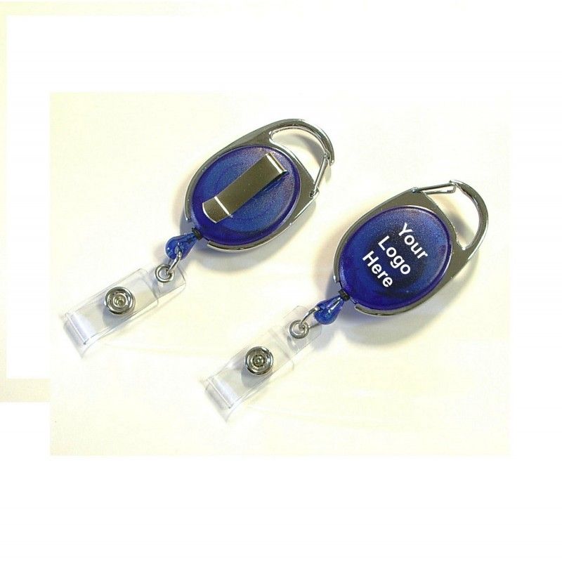 Promotional Oval Shape Retractable Badge Holder With Metal Clip