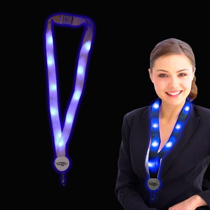 Promotional 32" Blue Light-up Flat Lanyards