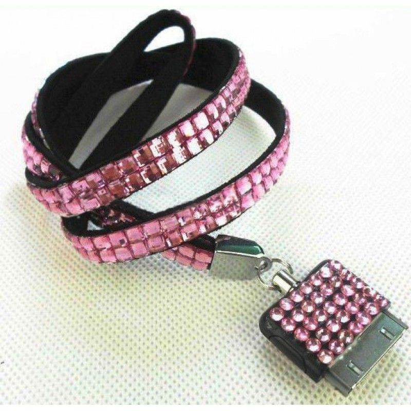 Promotional Bling Bling Rhinestone Lanyard W/ Iphone USB Plug