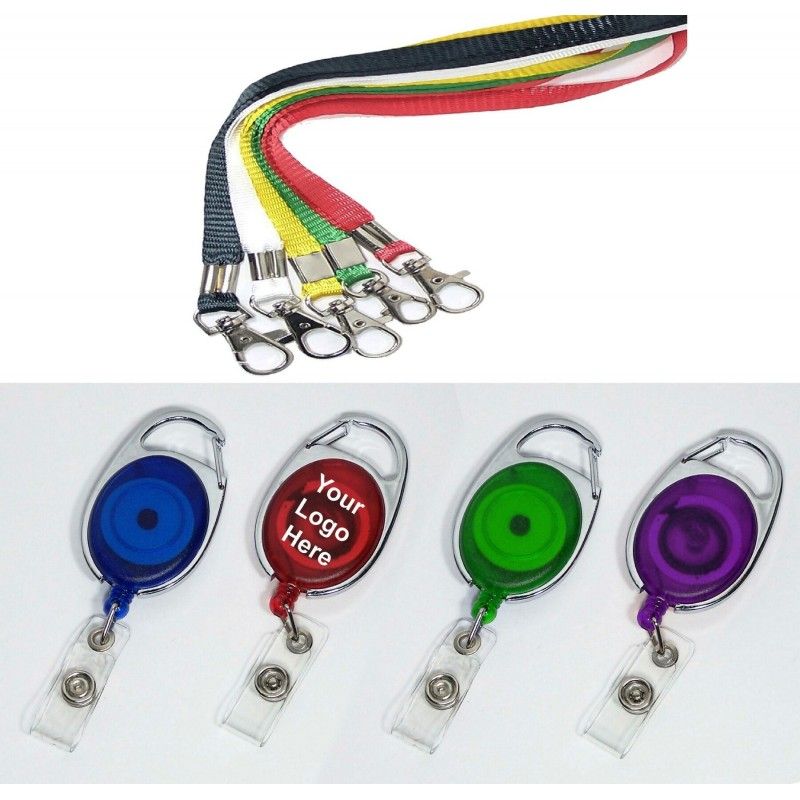 Promotional Oval Shape Retractable Badge Holder With Lanyard