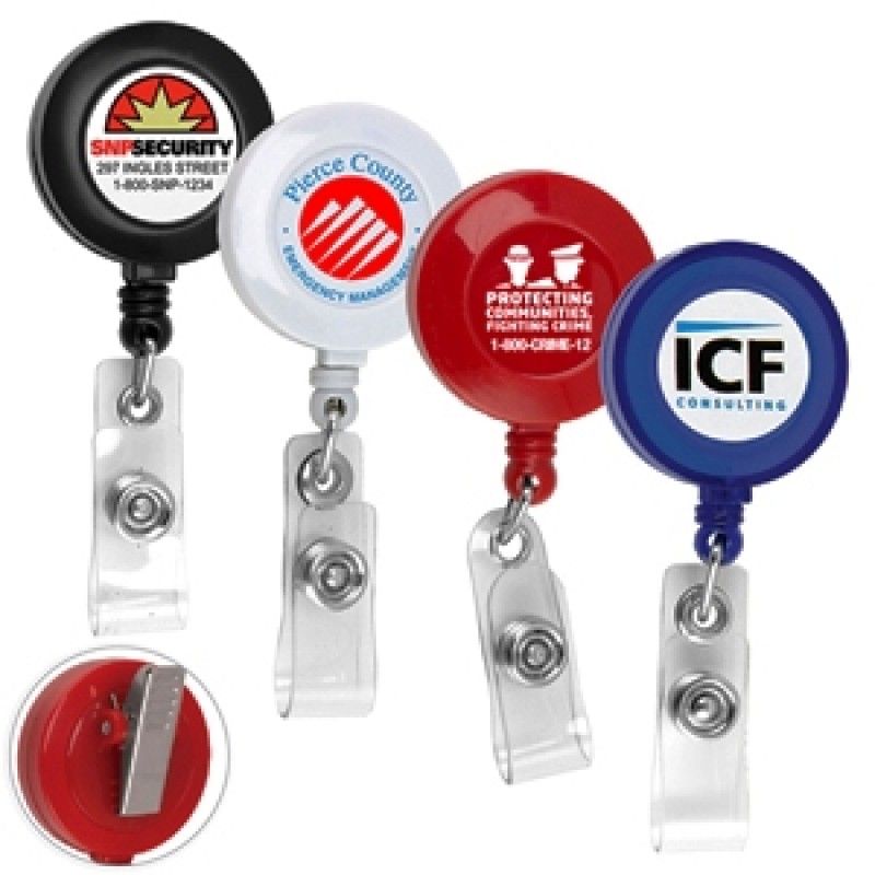 Promotional 30" Badge Reel W/ Swivel Alligator Clip Backing (Multicolor Label)