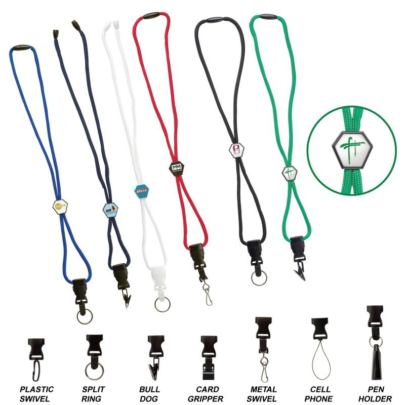 Promotional Braided Lanyard W/ Diamond Slider (Polydome)