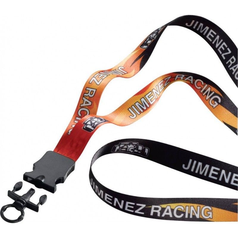 Promotional 3/4" Dye Sublimated Lanyard W/Plastic Snap Buckle Release & O-ring