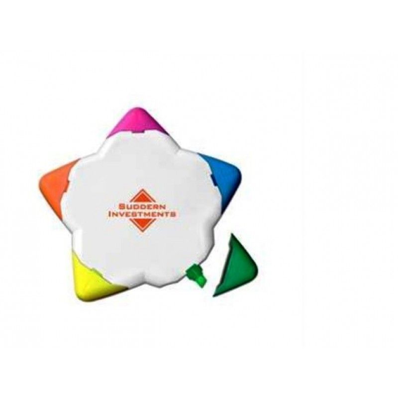 Promotional Five-Color Fluorescent Star Shaped Highlighter