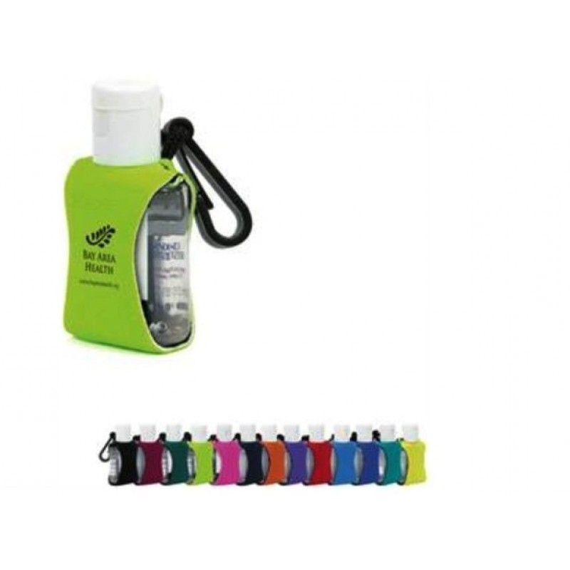 Promotional Clear Sanitizer w/ Neoprene Sleeve, .5oz.