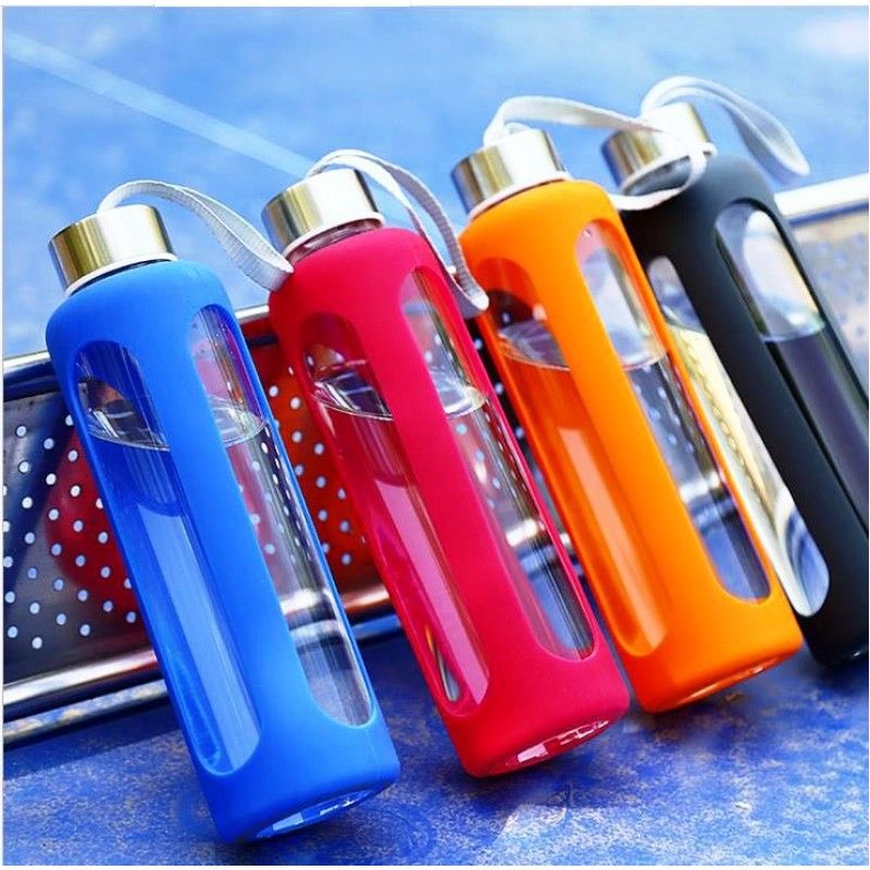 Promotional hot sale borosilicate bottle with cover