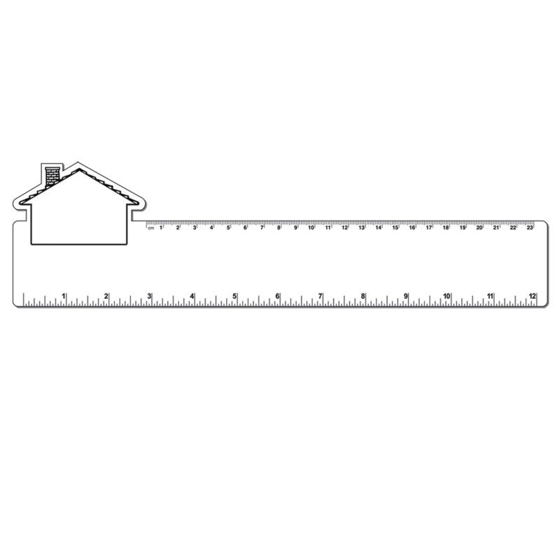 Promotional 12" Plastic Rectangle Ruler W/ Corner House