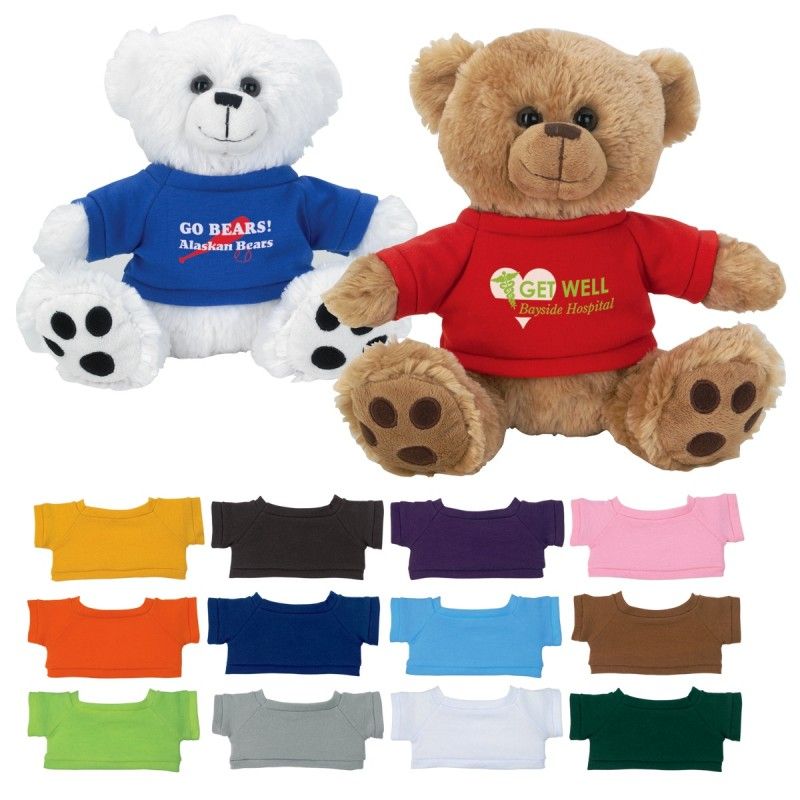 Promotional Plush Big Paw Bear W/ Shirt (8 1/2")