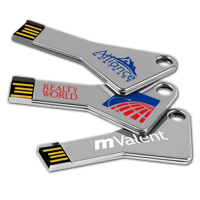 Promotional Key shape Angled Metal Flash Drive